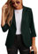 GRECERELLE Blazer da donna, elegante, con maniche a 3/4, per lavoro, casual, lavoro, ufficio, giacca blazer e blazer cardigan con tasche e bottone per le signore, Verde scuro, 42