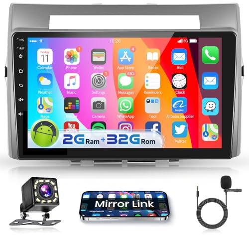 2+32G Podofo 9'' Autoradio 2 Din für Toyota Corolla Verso AR10 2004-2009,GPS Navi,Mirror link,Airplay,Sprachassistentk,Radio Bluetooth HiFi RDS/FMSprachassistent+AHD Rückfahrkamera/DVR/Canbus