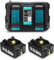 2Pack 8.0Ah BL1860B Battery with DC18RD Charger Compatible with Makita Battery 18V BL1860 BL1860B BL1850 BL1850B BL1840 BL1830 BL1820 LXT400 DC18RA DC18RC DC18RD with LED Indicator (DBL+C)