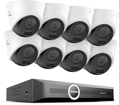 SANNCE 8CH POE CCTV Security Camera System, 6MP Network Video Recorder PoE 8 Channel NVR with 8x 3MP Outdoor Home Security IP Cameras, Record with Audio, NO HDD
