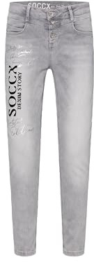 SOCCX Damen Jeans MI:RA Slim Fit Pebble Grey 33