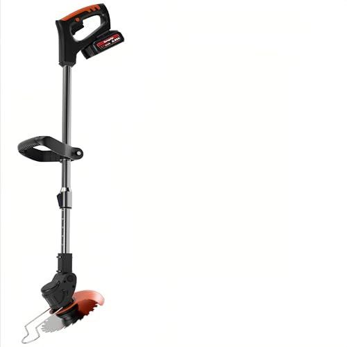 Akku Rasentrimmer mit Akku, 4 In 1 Elektrischer Rasentrimmer mit 2X 2.0Ah Akku, Ladegerät und Metall Messer, 90° Schwenkbarer Kopf für Hof Garten Trimmen