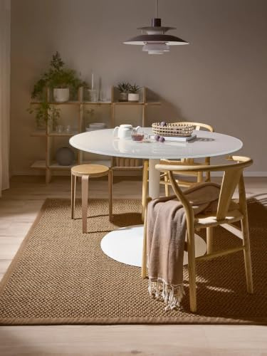 benuta Pure Sisalteppich Greta - Creme 200x200 cm - 100% Sisal - Quadratisch & im Style: Bordüre, Uni, Natural Living, Scandi Living - Pflegeleicht für Wohnzimmer Schlafzimmer