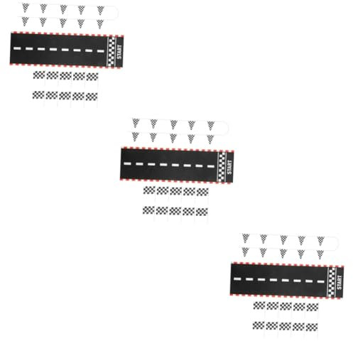 YARNOW 3 Juegos Bandera colgante de la decoración de la pista decoraciones de cumpleaños color auto fiesta interior pequeñas banderas a cuadros decoraciones de coche AbS