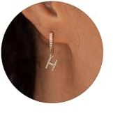 Turandoss Buchstaben Ohrringe Gold Damen Mädchen mit Zirkonia -14k Vergoldete Creolen Gold Initialen-Ohrringe Damen mit Buchstaben H, Schmuck für Freundin Frauen Mutter Tochter Weihnachten Geschenke