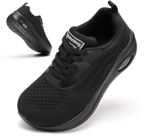 Mjxwem Womens Wide Fit Trainers with Air Cushion Arch Support Running Shoes | Orthopedic Shoes for Plantar Fasciitis – Lace Up, Breathable, Comfort, Light-weight, Non Slip, Casual Work Shoes