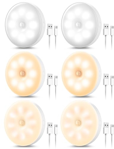 daphomeu USB Wiederaufladbares Nachtlicht mit Bewegungsmelder, Lampe mit Bewegungsmeld Innen für Schlafzimmer, Flur, Küche, Treppenbeleuchtung (6)