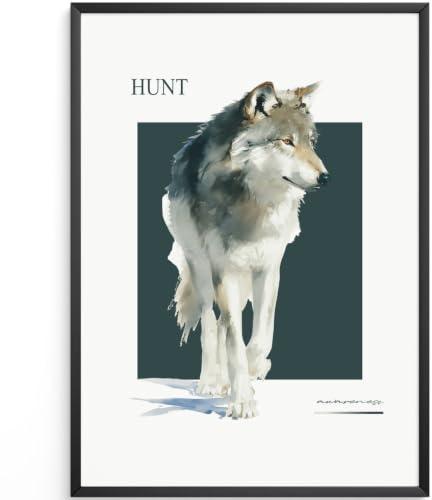 MJ-GRAPHICS® Wolf Poster Jagd Natur Wandbild Deko A4 ohne Rahmen
