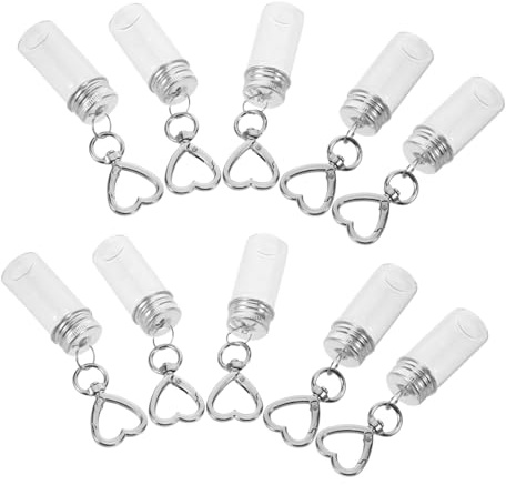 SKISUNO 10pcs Mini Wishing Bottle Glass Vials Airtight Screw-top Lids for Diy Crafts Wedding Favors Travel Charm Containers