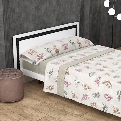 Kimbatex Textil Hogar Tienda Juego de Sábanas 3 Piezas Coralina 180gr Invierno | Cama 90, 105, 135, 150 y 180 cm | 6 Diseños + Infantiles Unicornios y Dinosaurios (Saray Beige, Cama 105cm)