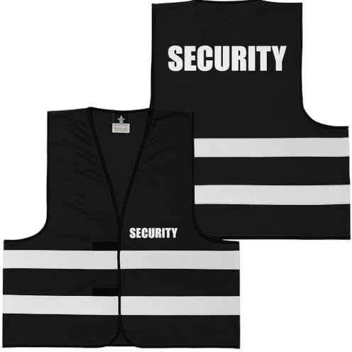SECURITY Warnweste Schwarz – Klettverschluss & Front/Back-Druck – für Türsteher, Ordner, Event & Club – Größen M–4XL