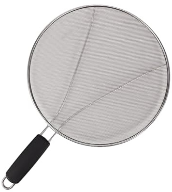 Bibykivn Spritzschutz Aus Edelstahl Für Küche Haushalt Ölspritzschutzabdeckung, Einfach Zu Reinigen, Hitzebeständig, Flexibler Pfannenspritzschutz, BPA-frei, Lebensmittelecht (29CM)
