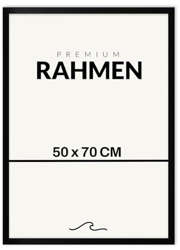 ABL SOLAR Bilderrahmen 50x70 (Schwarz) – Moderner Rahmen schwarz aus MDF Holz mit Acrylglas – Bruchsicher & Stabil – Rahmen 50x70 für Fotos und Poster