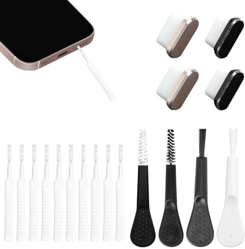 XRVRILE Set di 18 spazzole per la pulizia del telefono USB C, per la pulizia del telefono, per la pulizia delle cornette del telefono, senza intasamento, per 16 Pro Max Laptop Keyboard Cleaner (bianco