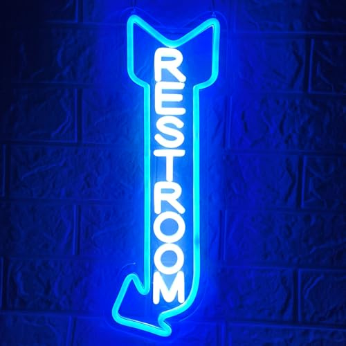 Restroom Neon Sign,Toilet Neon Light with Arrow for Bar,Restaurant,Store,Bathroom Office Hotel Wall Decor