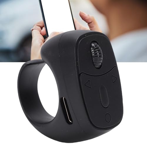 Annadue Remote Scrolling Ring für TikTok, Multifunktionale Kamera Videoaufzeichnung, Bluetooth Seitenwender, Bluetooth Scroller Ring Fernbedienung für Telefon Tablet (Black)