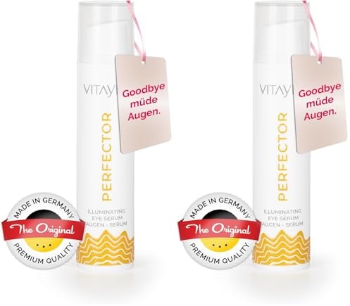 Vitayes Perfector Augenserum – Anti-Aging Serum gegen Augenringe, Tränensäcke & Falten – Straffendes Augenpflege-Gel mit Soforteffekt – Vegan, 15 ml (Packung mit 2)