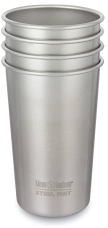 Klean Kanteen Classic Trinkflasche, Edelstahl, Silber, 473ml, 4-Einheiten