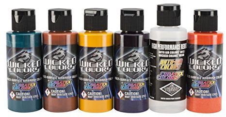 Wicked Colors W104-00 Airbrush Paint Secondary 6-Color Set