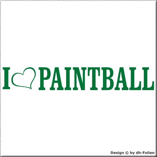 cartattoo4you AL-00872 | I Love (als Herz) Paintball | Autoaufkleber Aufkleber Farbe grün, in 23 weiteren Farben erhältlich, glänzend 20 x 3 cm Waschstrassenfest, Motiv Copyright by dh-Folien