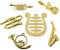 Musikinstrumente-Set, Miniaturen, 6tlg., Maße von ca. 1,5-4,5 cm