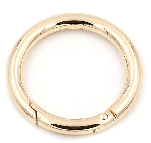 2 x Karabinerring mit Federöffnung, O-Ring, rund, Schnappverschluss, Schlüsselanhänger, gold, 38 mm