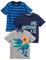 Simple Joys by Carter's 3-Pack Short-Sleeve Tee Shirts, Bleu Marine Imprimé Texte/Bleu Rayures/Gris Dinosaure, 5 Ans (Lot de 3) Bébé garçon