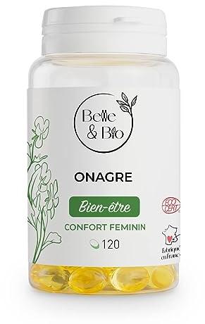 CYCLE MENSTRUEL & ÉQUILIBRE HORMONAL FÉMININ - Huile d'Onagre Bio Certifée Ecocert - 120 capsules - Cure 2 mois - Complément Alimentaire BELLE&BIO - Fabriqué en France