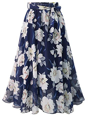 OKWIN Gonna in Chiffon A Fiori con Gonna in Joker Floreale, Gonna da Donna