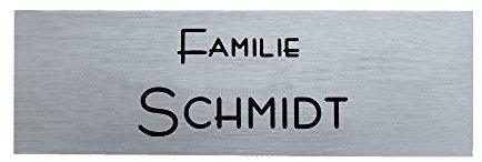 Klingelschild/Briefkastenschild Alu 120 x 40 mm : SOFORTGRAVUR + VORSCHAU : selbstklebend, eloxiertes Aluminium gebürstet in Edelstahl-look mit Gravur