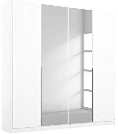 Rauch Möbel Alabama Schrank Kleiderschrank Drehtürenschrank Weiß mit Spiegel 4-türig inklusive Zubehörpaket Classic 2 Kleiderstangen, 7 Einlegeböden BxHxT 181x229x54 cm