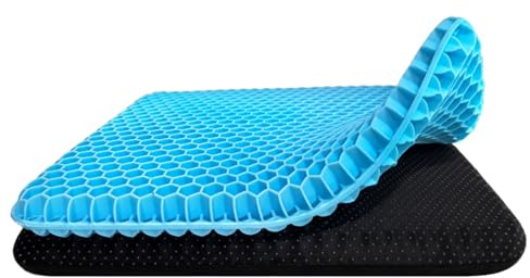 VAIYNWOM Gel Sitzkissen, Atmungsaktives Waben Sitzkissen Orthopädisch Gelkissen Für Zuhause Büro Auto, Mit Rutschfestem Stoffbezug, 42 * 37 * 3.5cm, Rechteck