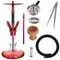 Kaya Shisha Elox Eco Carbonia - Aluminium Hookah 70cm im Carbon Look mit 4 Anschlüssen und Zubehör (Rot)