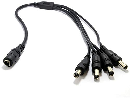 DC Power Supply Splitter 1 to 4 Plugs Y Connector 4 devices that use 5.5 x 2.1mm barrel DC, Adapter, Cable Compatible with JOOAN, PECHAM TMEZON HD ZOSI HD SANNCE BG CCTV PSU Security Cameras 12V