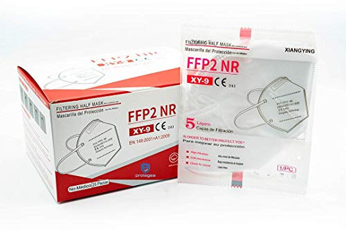 Xiangying 25x White FFP2 Masken Homologiert und CE 2163 zertifiziert - Staub- und Partikelschutz - Beständige und langlebige Einzelverpackungen (Packung mit 25 Einheiten)