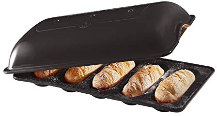 Emile Henry EH799519 Moule à 5 mini baguettes, céramique, noir Fusain