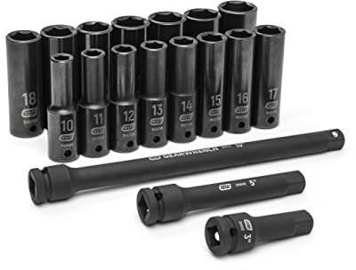 GEARWRENCH 18 Piece 1/2 Drive Deep Metric Impact Socket Set - 89096