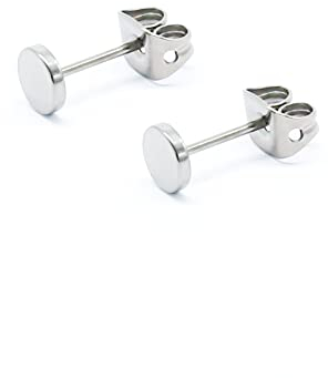Artskin Damen Gold Ohrringe Titan Ohrstecker für Männer Ohrring Mädchen Kinder Ohrringe 5 mm S925 Silber Rund Flach Hypoallergen Ohrring Ohrstecker (5mm, Silber)