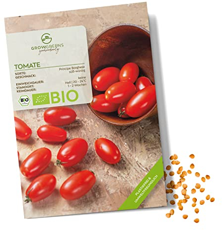 BIO Tomatensamen (Principe Borghese, 10 Korn) - Tomaten Saatgut aus biologischem Anbau ideal für die Anzucht im Garten, Balkon oder Terrasse