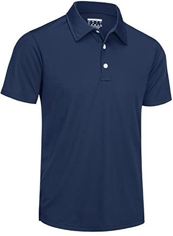TACVASEN Golf Shirts for Men Short Sleeve Polo Shirts Breathable Quick Dry Summer Casual Work Polo Tops Navy,L