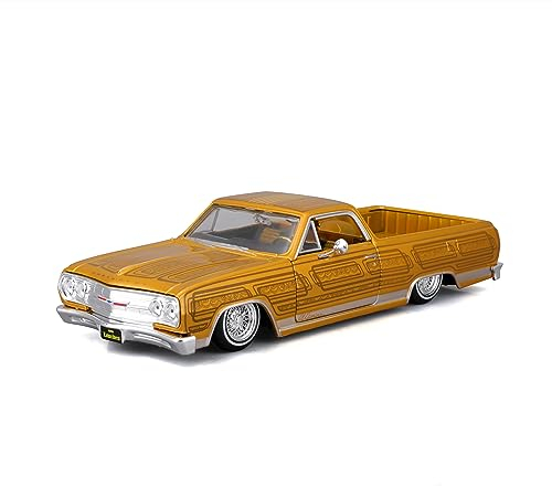 Maisto Chevrolet EL Camino Lowriders (1965): Modellauto im Maßstab 1:25, Türen beweglich, Gold (532543)