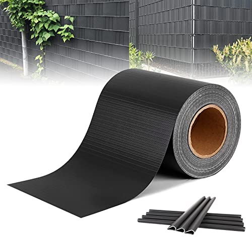 ACXIN PVC Sichtschutzfolie Sichtschutzstreifen Garten Sichtschutz Zaun Inkl. 30 x Befestigungsclips 450g/m² - (19cm*70m Anthrazit)