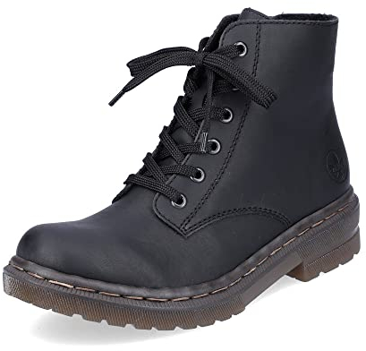 Rieker Damen Schnürstiefel 78240, Frauen Stiefel,Boots,Winterstiefel,Winterschuhe,uebergangsstiefel,uebergangsschuhe,schwarz (00),41 EU / 7.5 UK