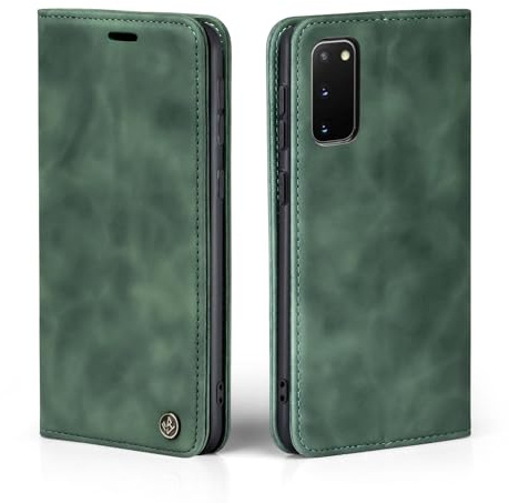 LBH Handyhülle für Samsung Galaxy S20 in Grün mit Karten- und Geldfach Smartphone Hülle mit Standfunktion Flip Case Schutzhülle Magnetverschluss Vintage