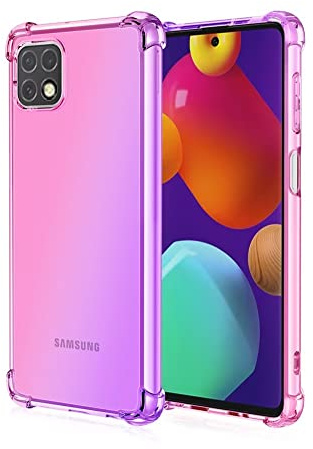 HONLEN Coque pour Samsung Galaxy A22 5G Étui, (6.6 inches) Transparente Dégradée TPU Silicone Quatre Coins Renfort d'angle Case