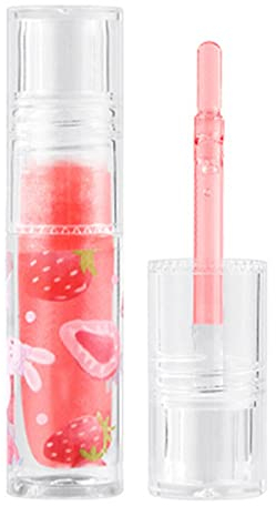 Lip Balm 3 Arten von Fruchtaroma Spiegel Wasser Lippenöl Lipgloss Transparentes Glas Lippenöl Wasserdicht Feuchtigkeitsspendende Flüssigkeit Lippenstift Make-up 3ML (B, One Size)