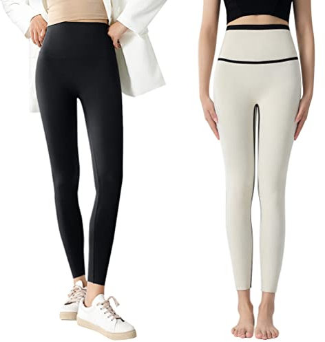 Minetom Damen Warme Schlanke Hose Frauen Winter Thermo Leggings Plüsch Jogginghose Verdickte Fleece Gefütterte Leggings Hohe Taille Stretch Hose Schwarz Dickes Fleecefutter L