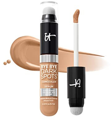 IT Cosmetics, Bye Bye Dark Spots Concealer + Serum, Medium Coverage, Made with Niacinamide, Hyaluronic Acid & Caffeine, Shade: 33 Medium Neutral, 6.7 ml