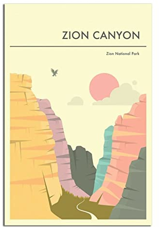 CRONDUS Vintage Reiseposter Zion National Park Leinwand Wandkunst Poster Dekor Malerei Poster