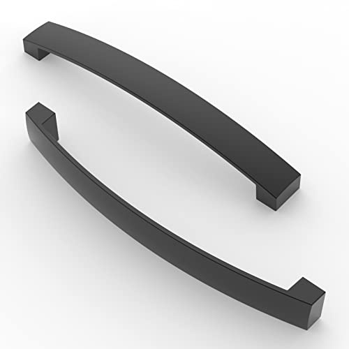 FURNIWARE 5 Pack Matt Black Cabinet Handles 160mm(6.3) Hole Center, A02 | Modern Handles for Kitchen Cupboards, Chest of Drawers, Bathroom Vanities, & Wardrobe Doors, Home Renovation & DIY Projects